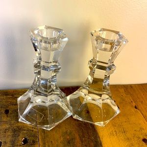 Set of vintage Austria Towle over 24% lead crystal candle stick holders